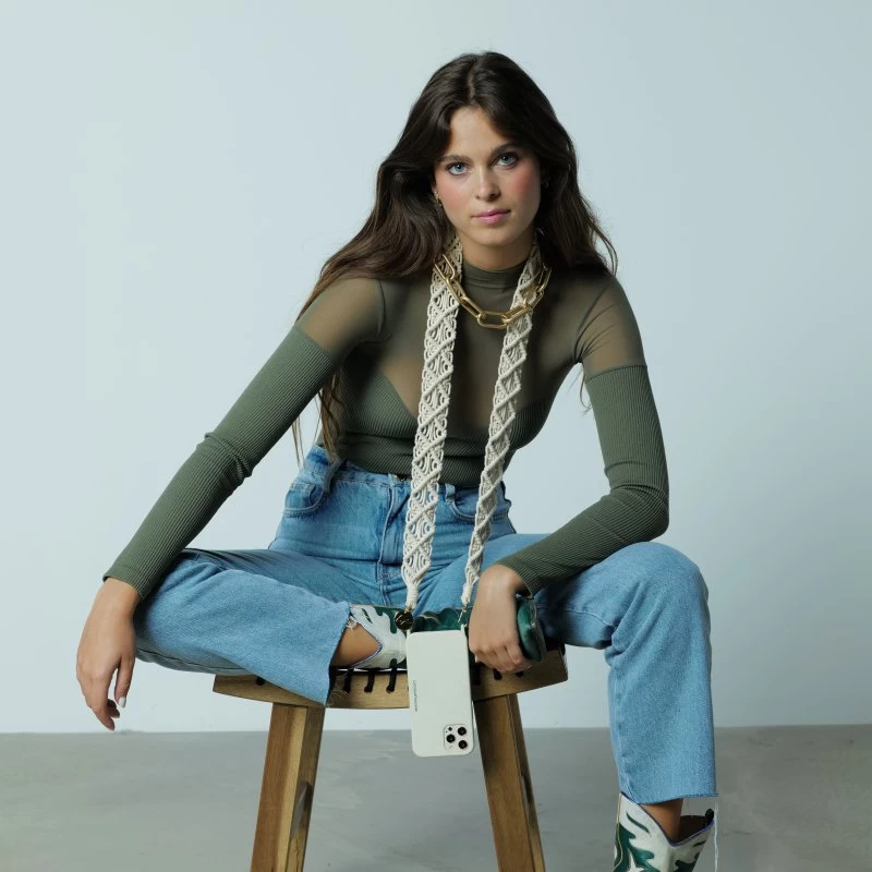 Chaine Longue Eve Beige 120 Cm