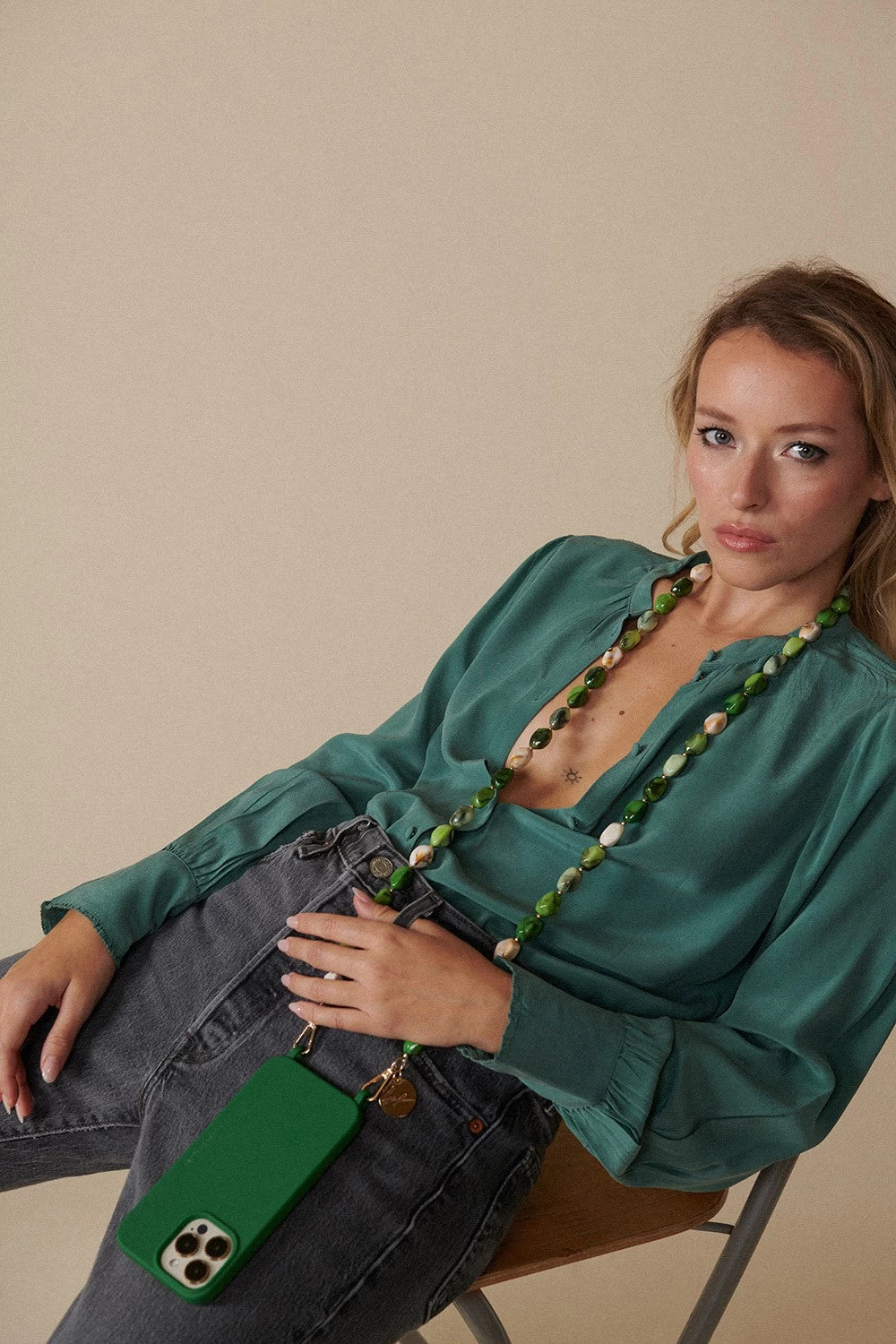 Chaine Longue Polly Vert 120 Cm - Image 3