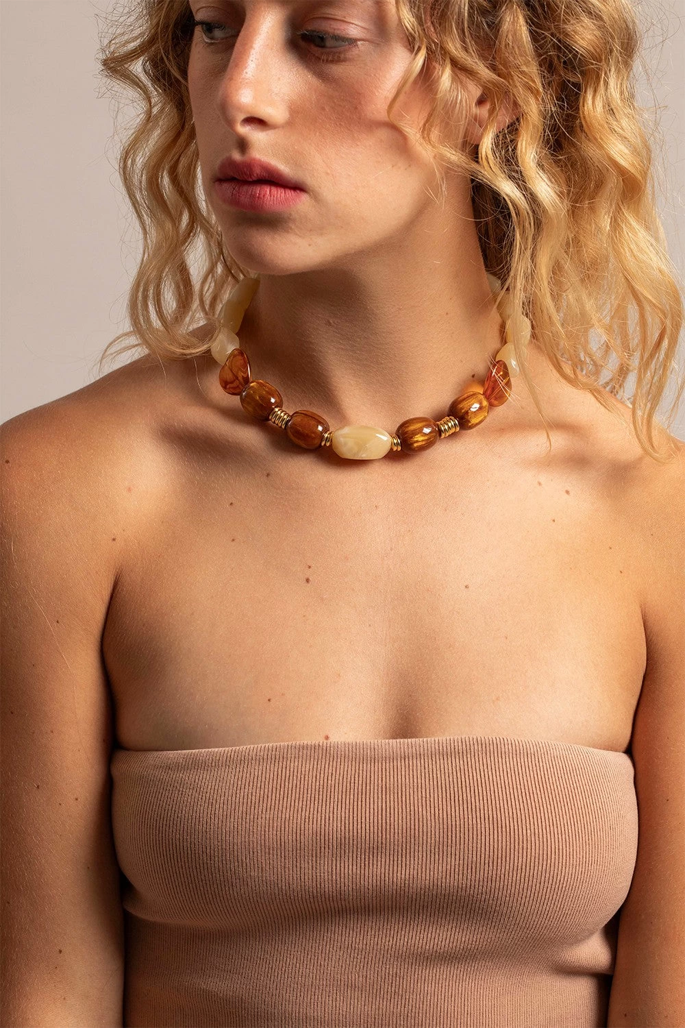 Bijoux Collier Dolly Beige 40 Cm - Image 2